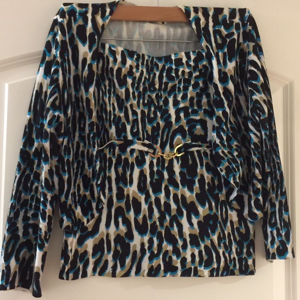 Animal print cardigan and strapless top set